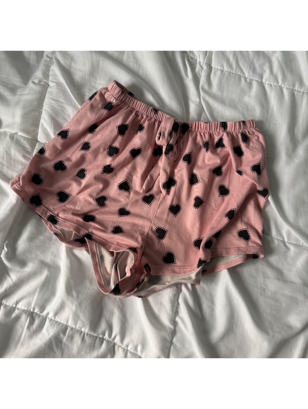 shein pajama shorts pink pj shorts with black hearts small
